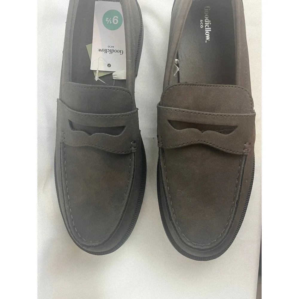 Goodfellow‎ & Co Mens Phillip Penny Loafers Dark Brown Slip On Dress Shoes 9.5
